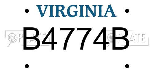 B4774B Virginia License Plate