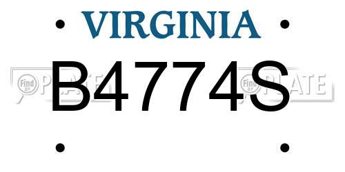 B4774S Virginia License Plate