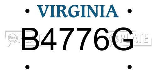 B4776G Virginia License Plate