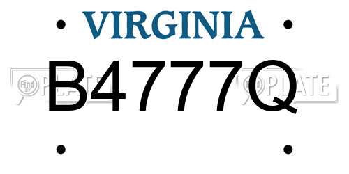 B4777Q Virginia License Plate