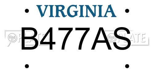 B477AS Virginia License Plate