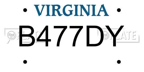 B477DY Virginia License Plate