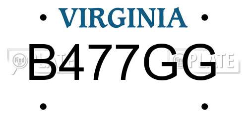 B477GG Virginia License Plate