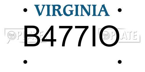 B477IO Virginia License Plate