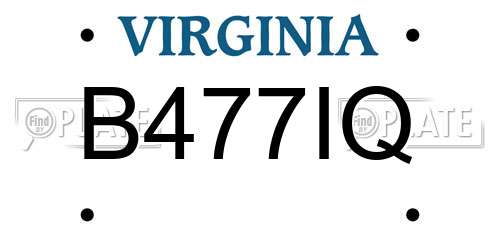 B477IQ Virginia License Plate