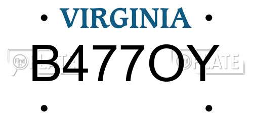 B477OY Virginia License Plate