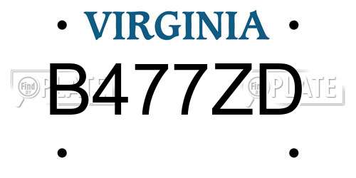 B477ZD Virginia License Plate