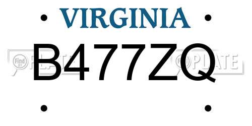 B477ZQ Virginia License Plate