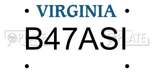B47ASI Virginia License Plate