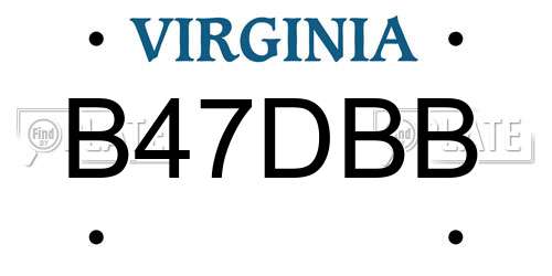B47DBB Virginia License Plate