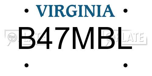 B47MBL Virginia License Plate