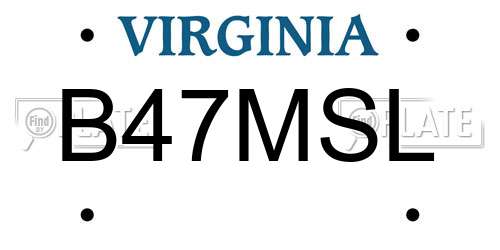 B47MSL Virginia License Plate
