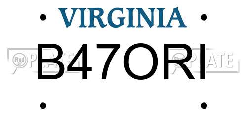 B47ORI Virginia License Plate