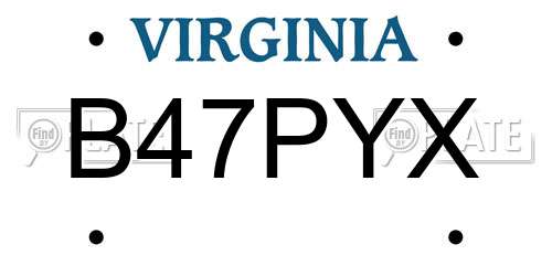 B47PYX Virginia License Plate