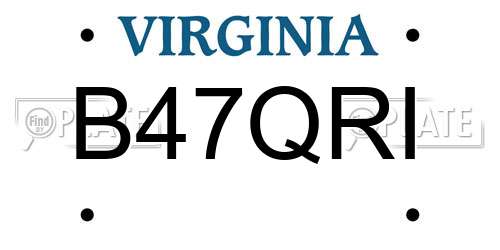 B47QRI Virginia License Plate