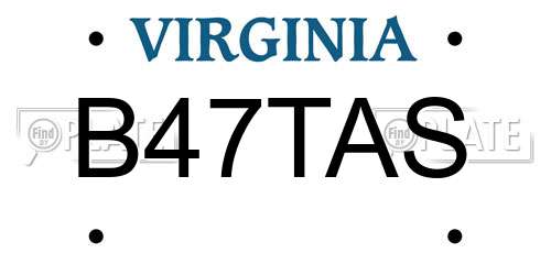 B47TAS Virginia License Plate