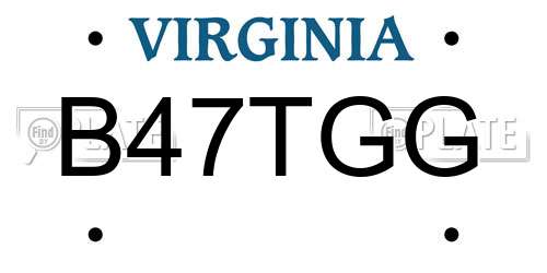 B47TGG Virginia License Plate
