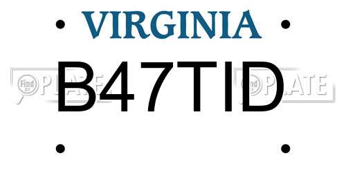 B47TID Virginia License Plate