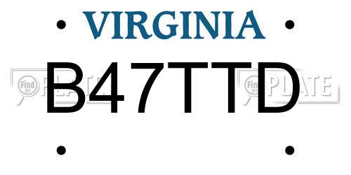 B47TTD Virginia License Plate