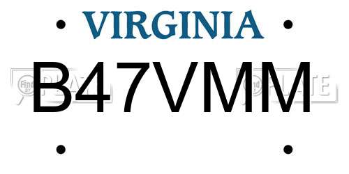 B47VMM Virginia License Plate
