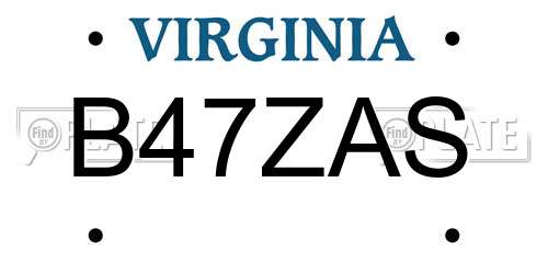B47ZAS Virginia License Plate