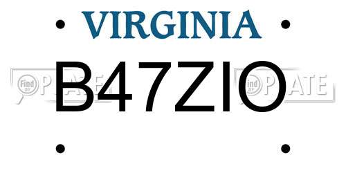 B47ZIO Virginia License Plate