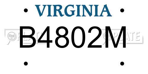 B4802M Virginia License Plate