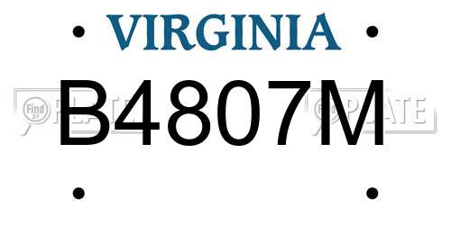 B4807M Virginia License Plate