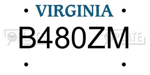 B480ZM Virginia License Plate