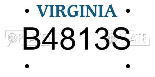 B4813S Virginia License Plate