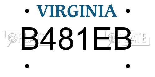 B481EB Virginia License Plate