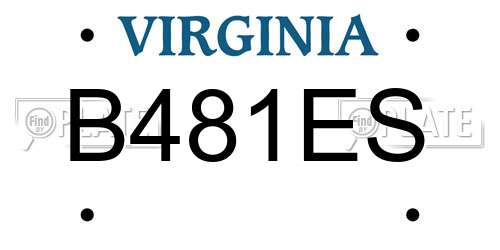 B481ES Virginia License Plate