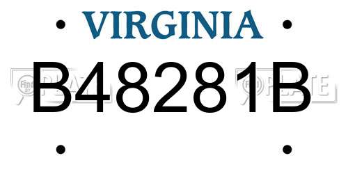 B48281B Virginia License Plate
