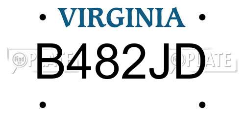 B482JD Virginia License Plate