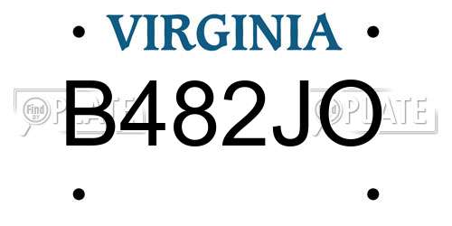 B482JO Virginia License Plate