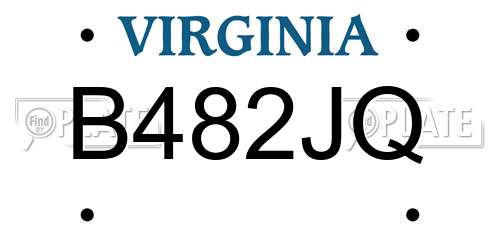 B482JQ Virginia License Plate