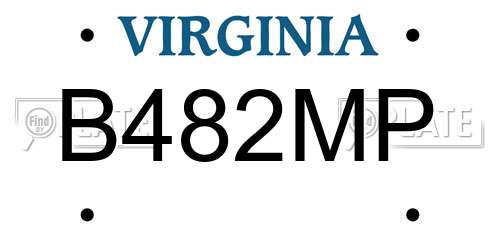 B482MP Virginia License Plate
