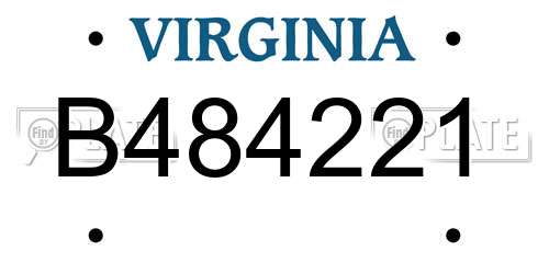 B484221 Virginia License Plate