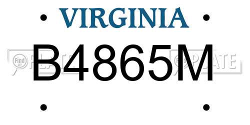 B4865M Virginia License Plate