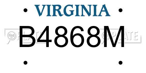 B4868M Virginia License Plate