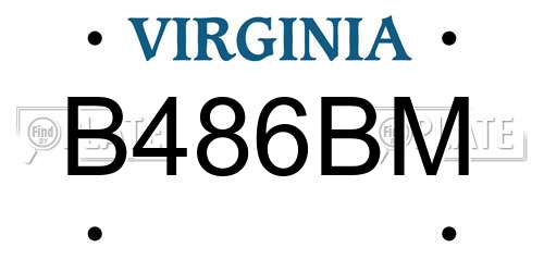 B486BM Virginia License Plate