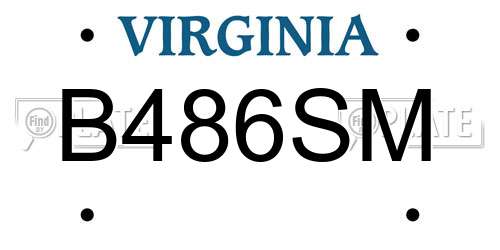 B486SM Virginia License Plate