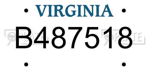 B487518 Virginia License Plate