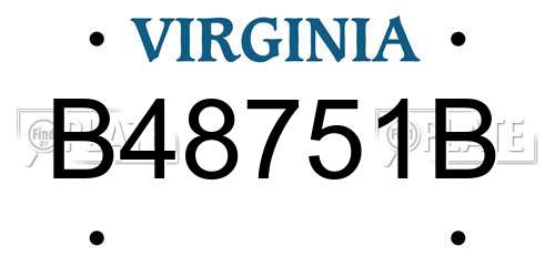 B48751B Virginia License Plate