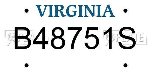 B48751S Virginia License Plate