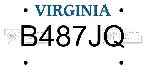 B487JQ Virginia License Plate