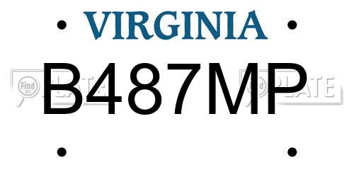 B487MP Virginia License Plate