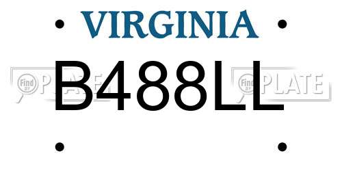 B488LL Virginia License Plate