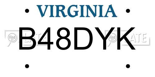 B48DYK Virginia License Plate