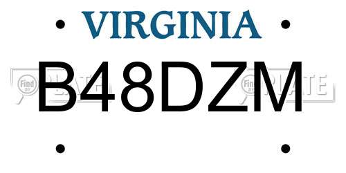 B48DZM Virginia License Plate